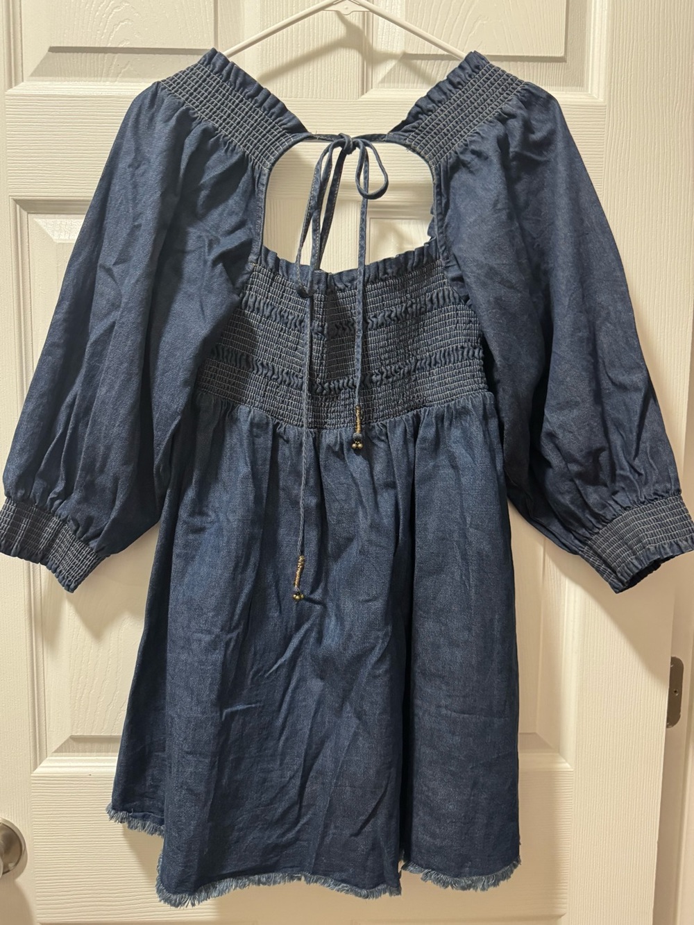 Free People Indigo Smocked Off-Shoulder Dress